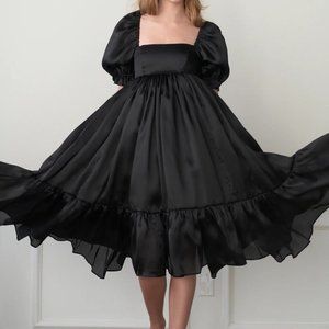 Selkie Silk Caviar French Puff Dress XS: new with tags, never worn.